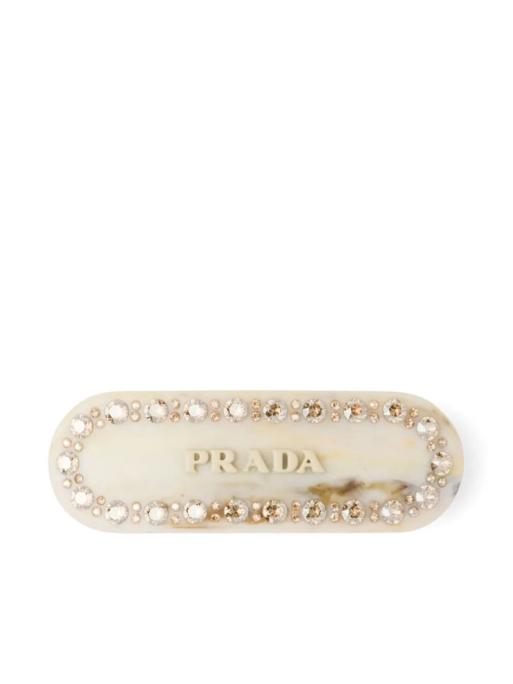 Prada Crystal-embellished Logo Hair Clip - F0304 Ivory