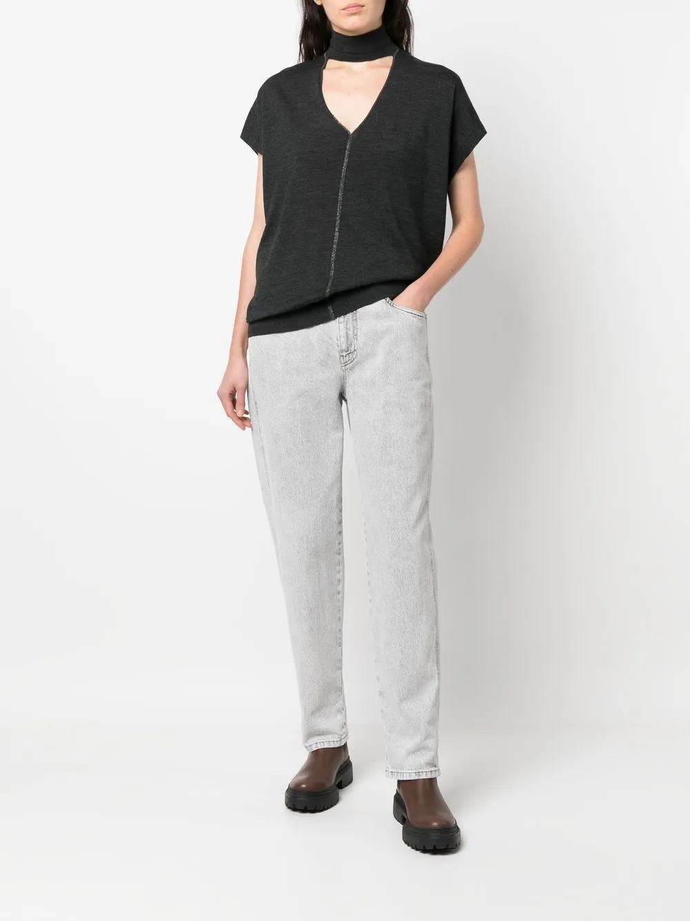 Brunello Cucinelli Gebreide top - Grijs