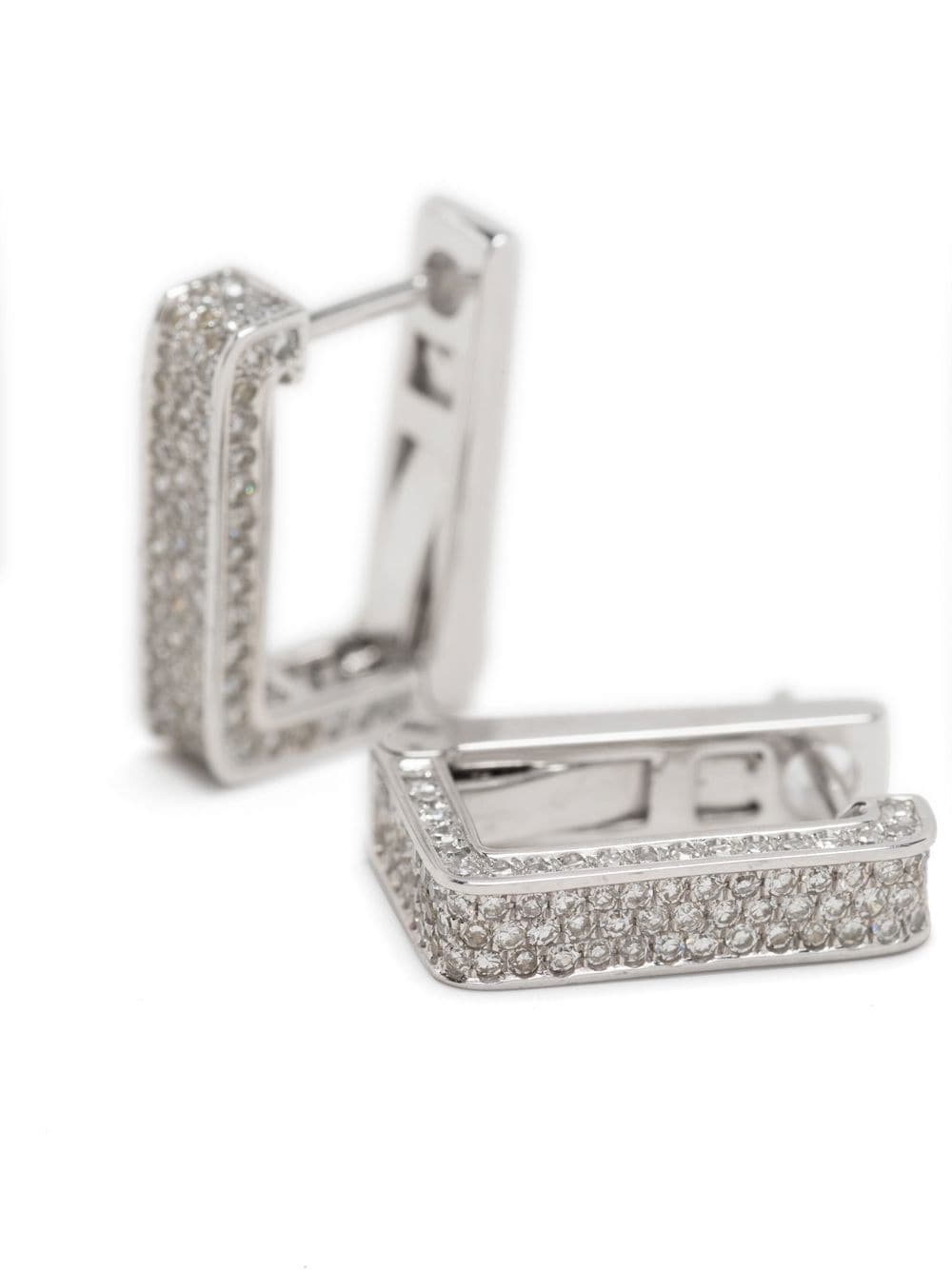 Shop Shay 18kt White Gold Deco Pavé Diamods Earrings In Silber