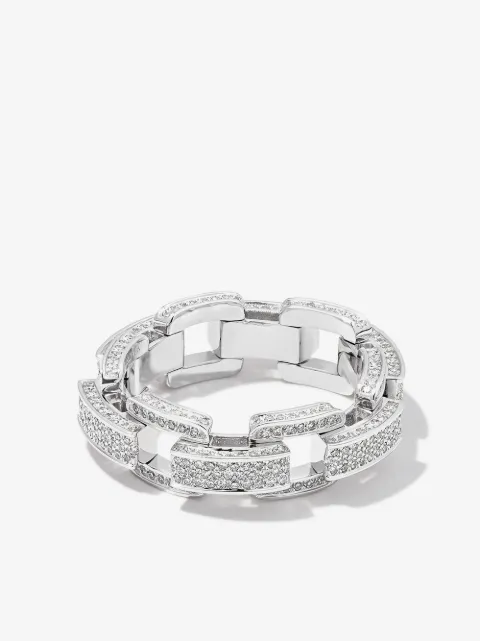 SHAY 18K white gold deco link diamond ring