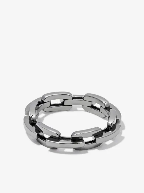 SHAY 18K black gold mini deco chain-link ring