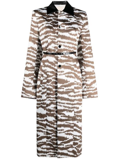 Juneyen tiger-print belted coat