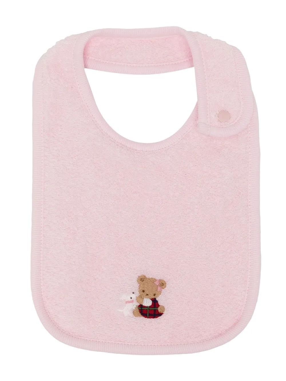 

Familiar teddy-embroidered bib - Pink