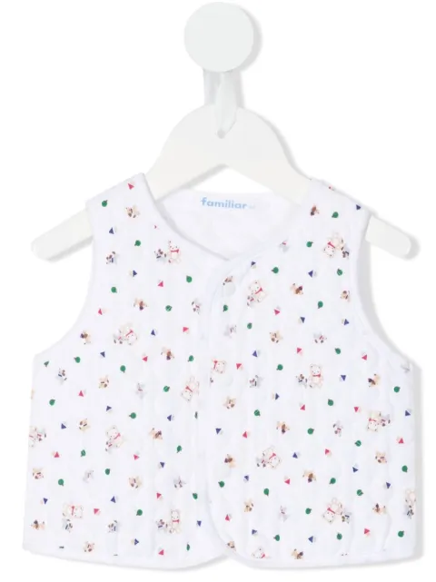 familiar top sin mangas con oso estampado