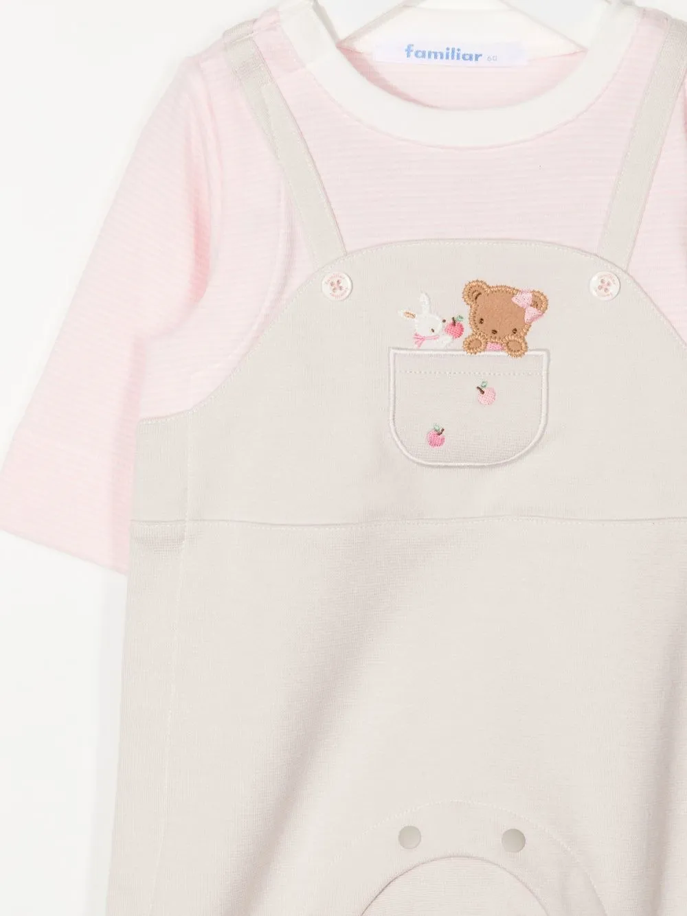 Familiar Embroidered Teddy-bear Detail Babygrow In Pink