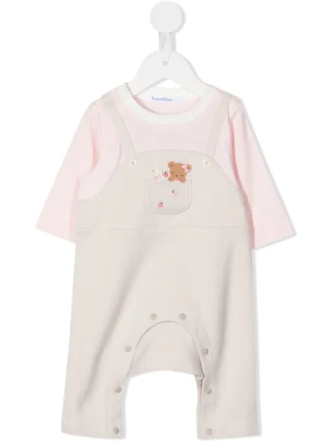 familiar embroidered teddy-bear detail babygrow
