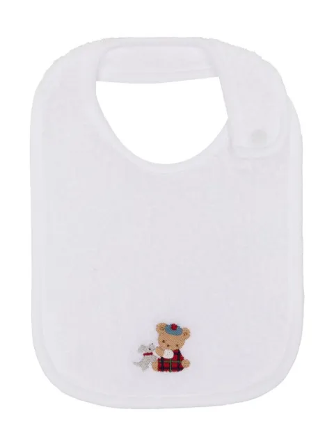 familiar embroidered-teddy detail bib
