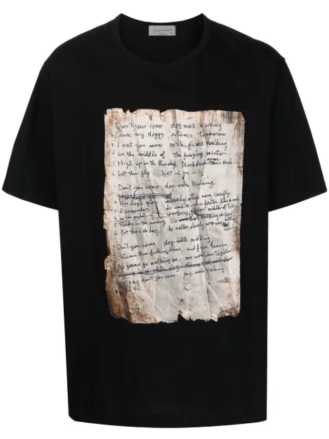 Yohji Yamamoto paper-print detail T-shirt
