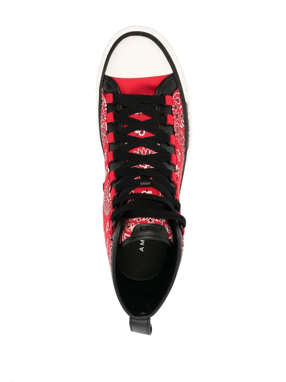 Amiri Leathertrimmed Paisleyprint Canvas Hightop Sneakers In Red