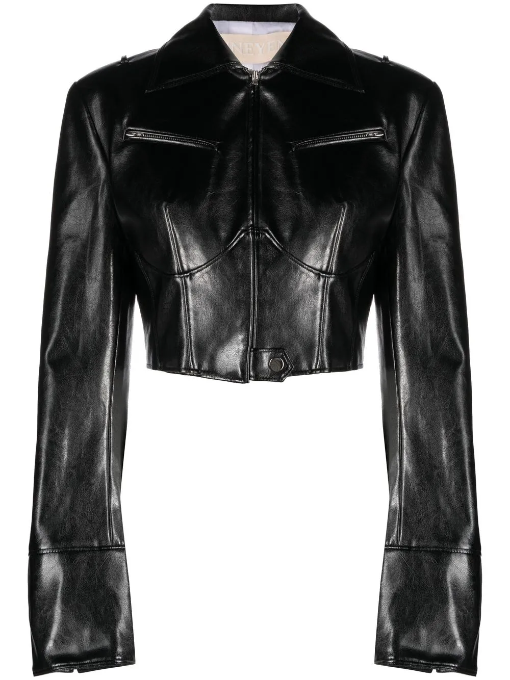 

Juneyen chamarra biker con estilo de corset - Negro