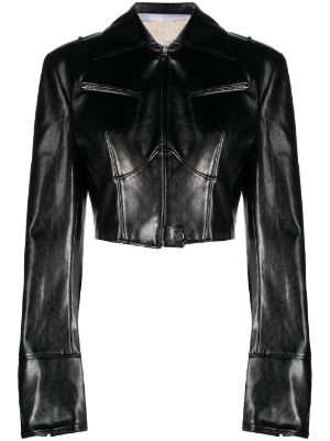 Donna Abbigliamento da Giacche da Giacche di pelle Giacca biker crop SaskiaDIESEL in Pelle di colore Nero 