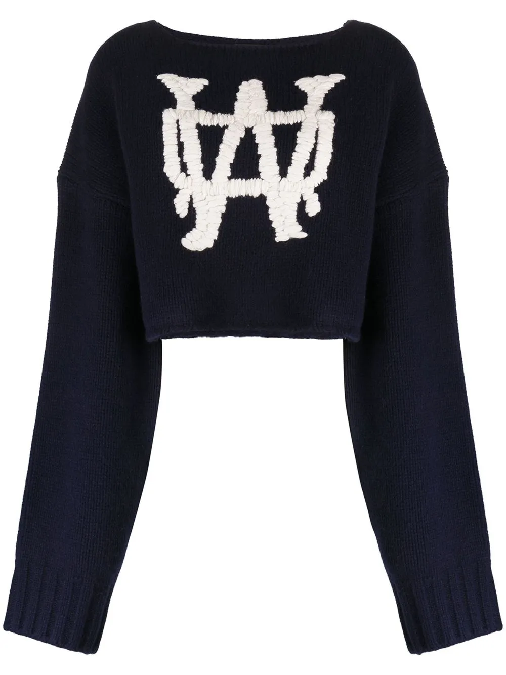 

We11done hand embroidered cropped jumper - Blue