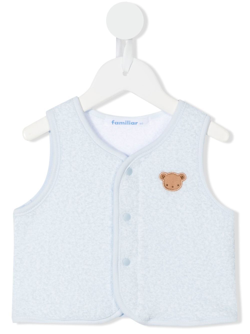 familiar embroidered teddy-bear detail vest - Blue