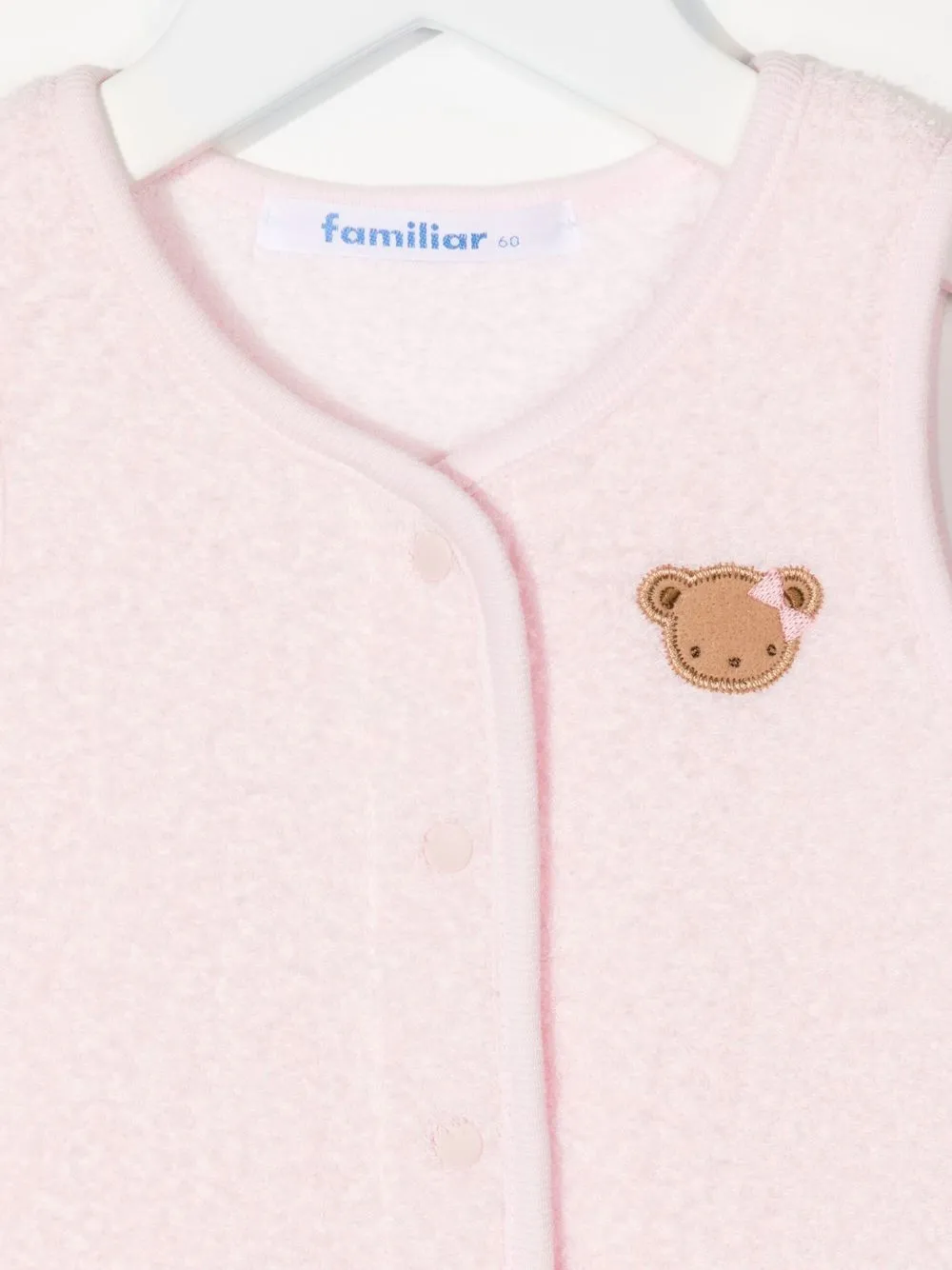 Familiar Embroidered-teddy Detail Vest In Pink