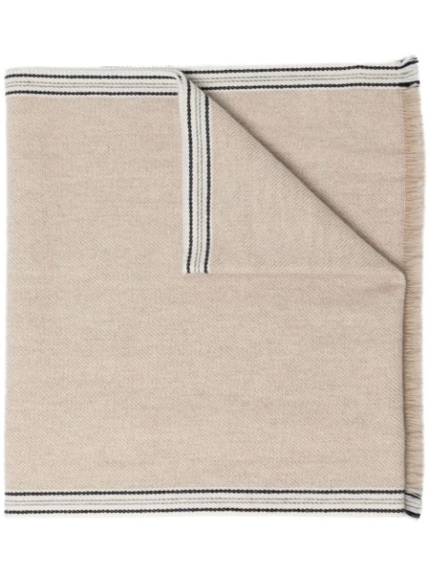 Brunello Cucinelli striped-border cashmere scarf