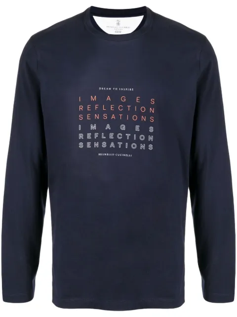 Brunello Cucinelli 文字印花长袖T恤