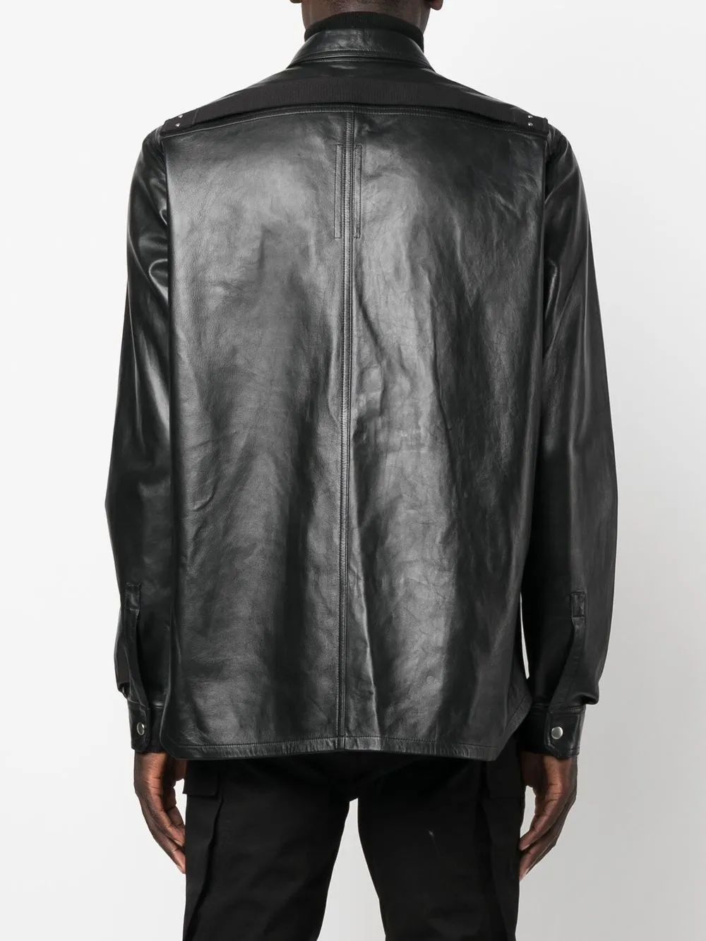 button-up leather shirt