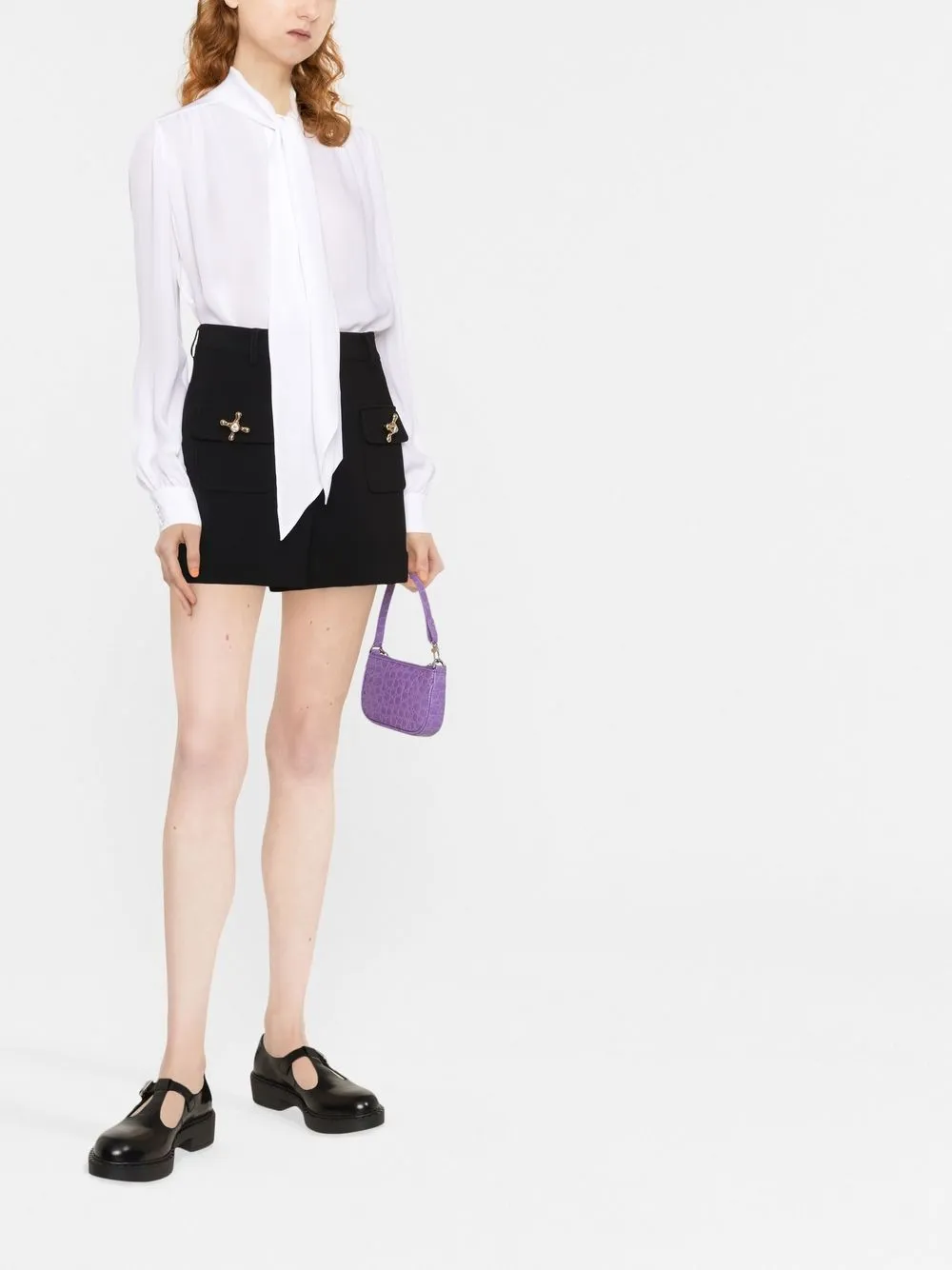  Moschino Schluppenbluse Aus Seide   Weiß 