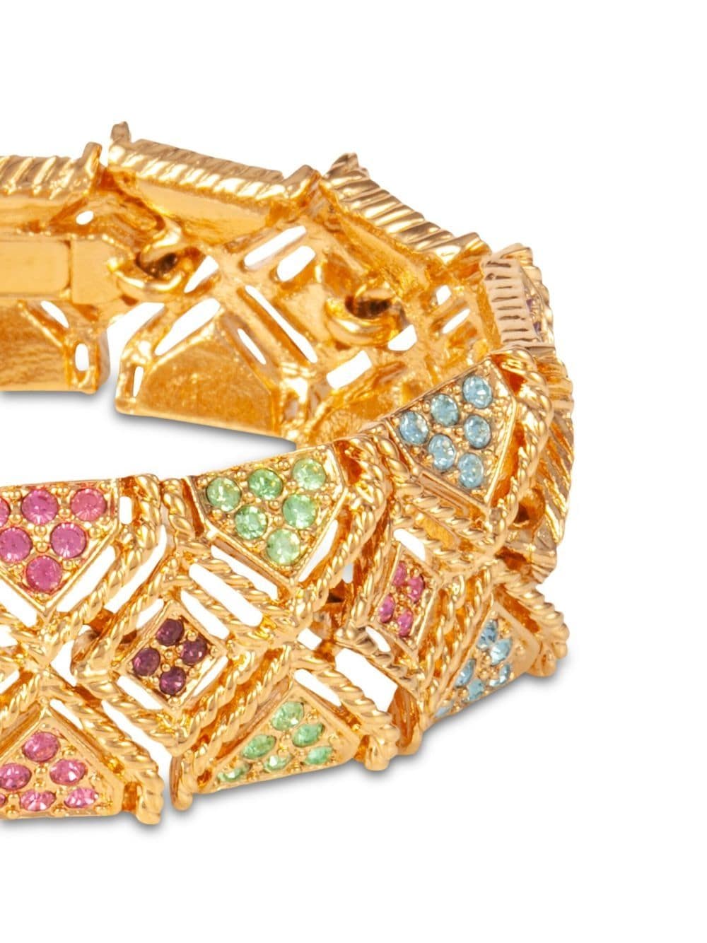 Pre-owned Susan Caplan Vintage 1980s Embellished Cuff Bracelet In Gold