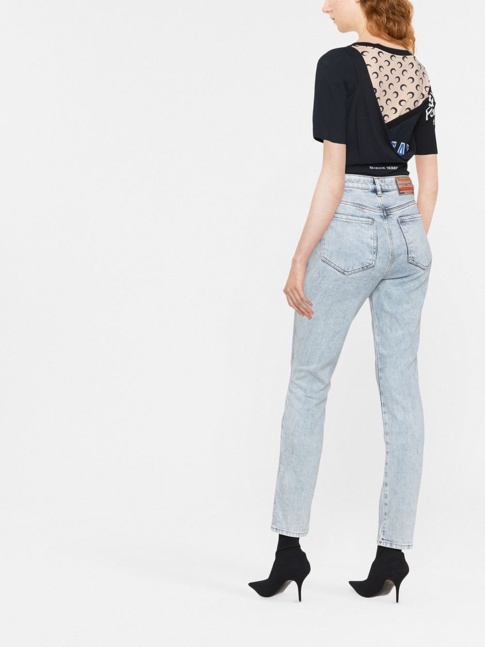 Shop Diesel Skinny-cut Bleached Jeans In Blue