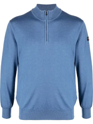 Paul Shark Wool half zip Jumper Blue FARFETCH