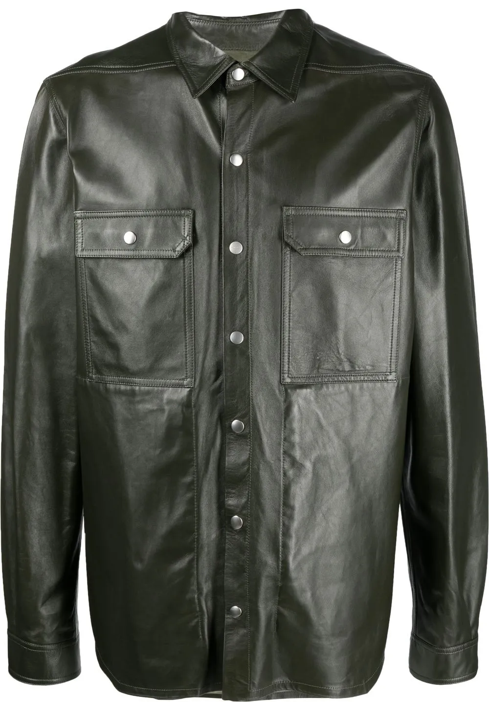 

Rick Owens two-pocket button-up leather shirt - Green