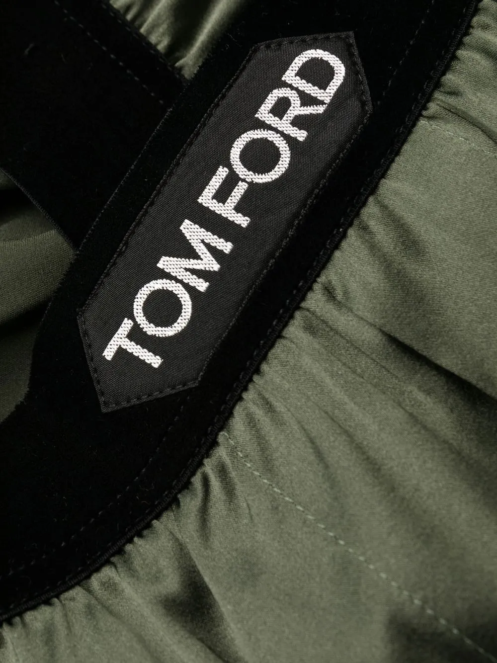 Tom Ford Logo-patch Silk-blend Satin Boxer Shorts In Green