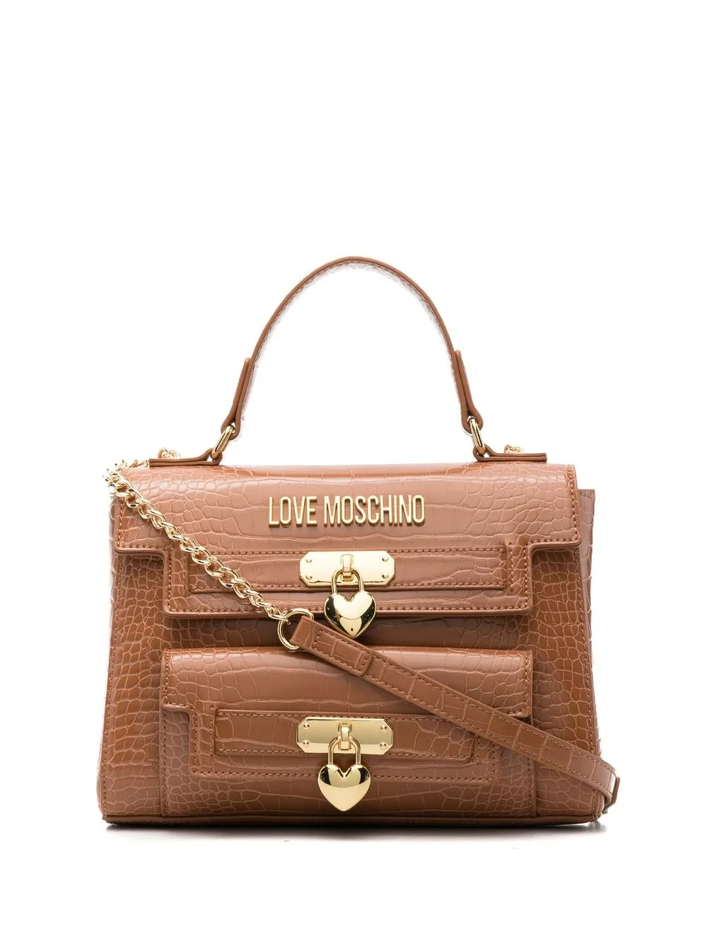 

Love Moschino tote con placa del logo y efecto de cocodrilo - Marrón