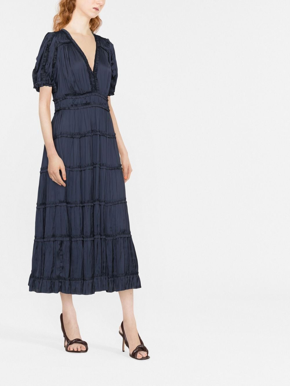 Ulla Johnson Pleated ruffle-detail Midi Dress - Farfetch