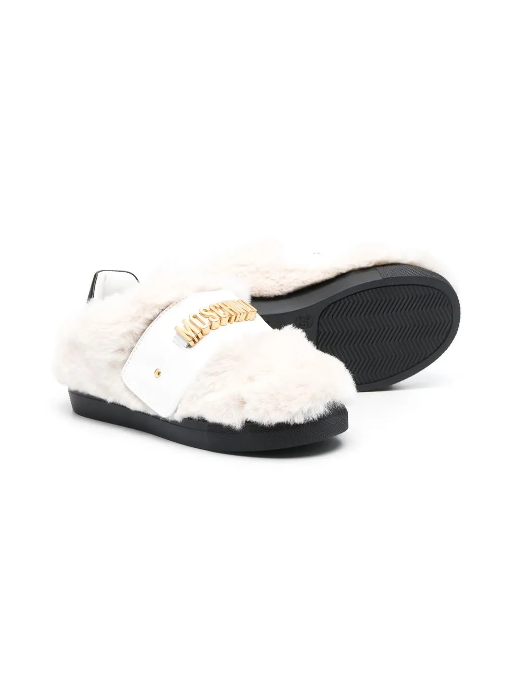 

Moschino Kids tenis con placa del logo - Blanco