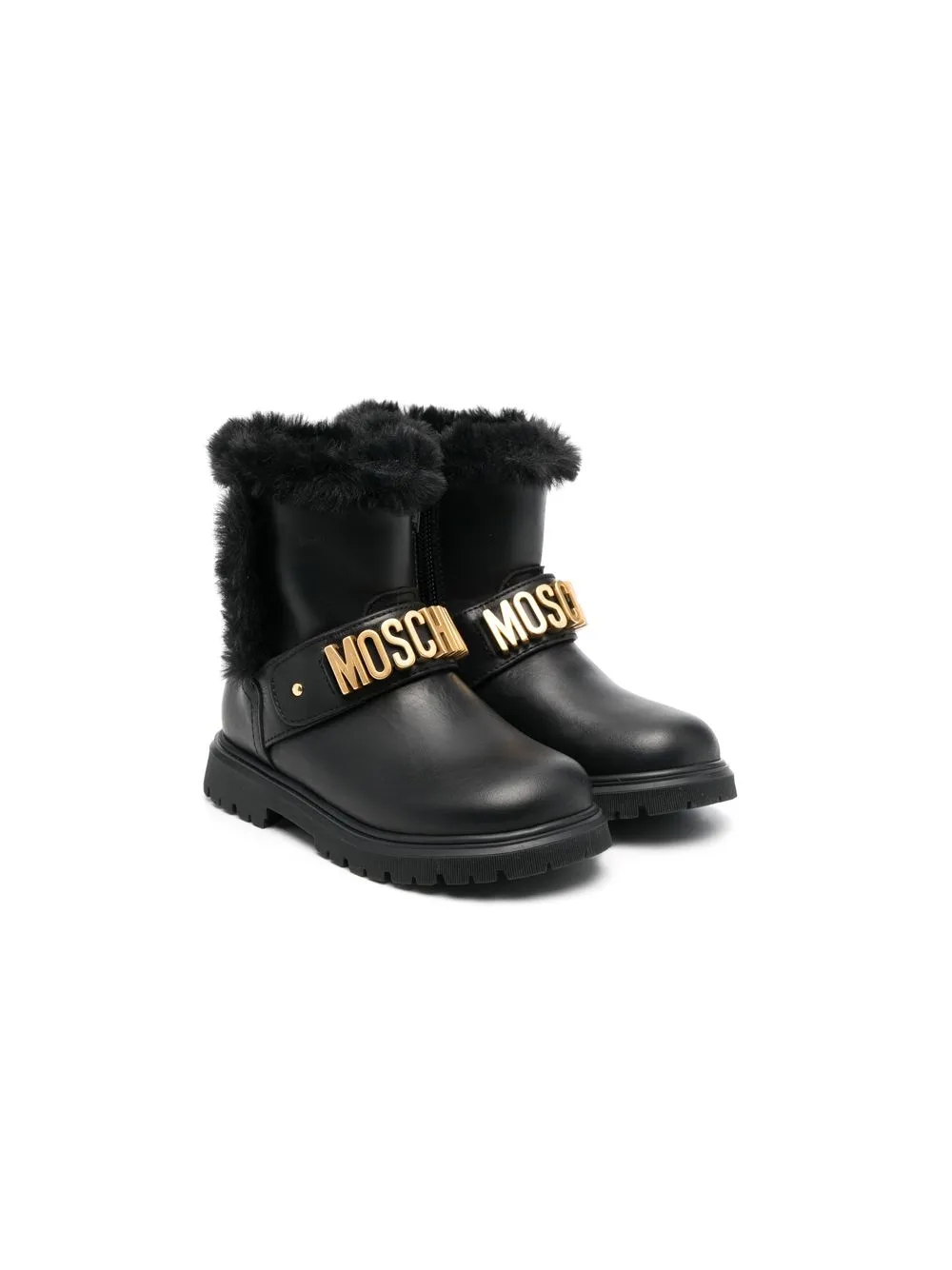 

Moschino Kids logo-plaque ankle boots - Black