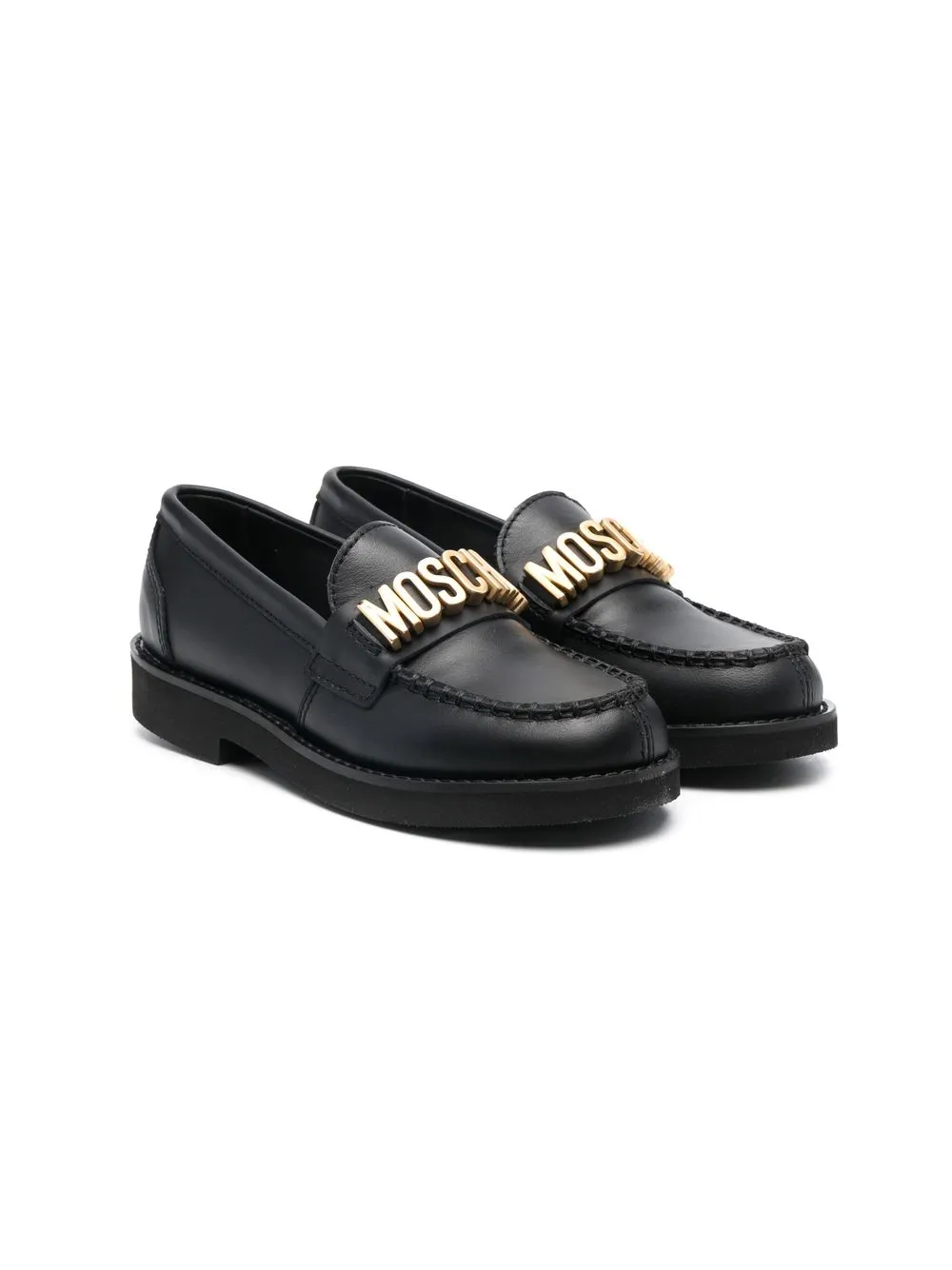 

Moschino Kids mocasines con placa del logo - Negro