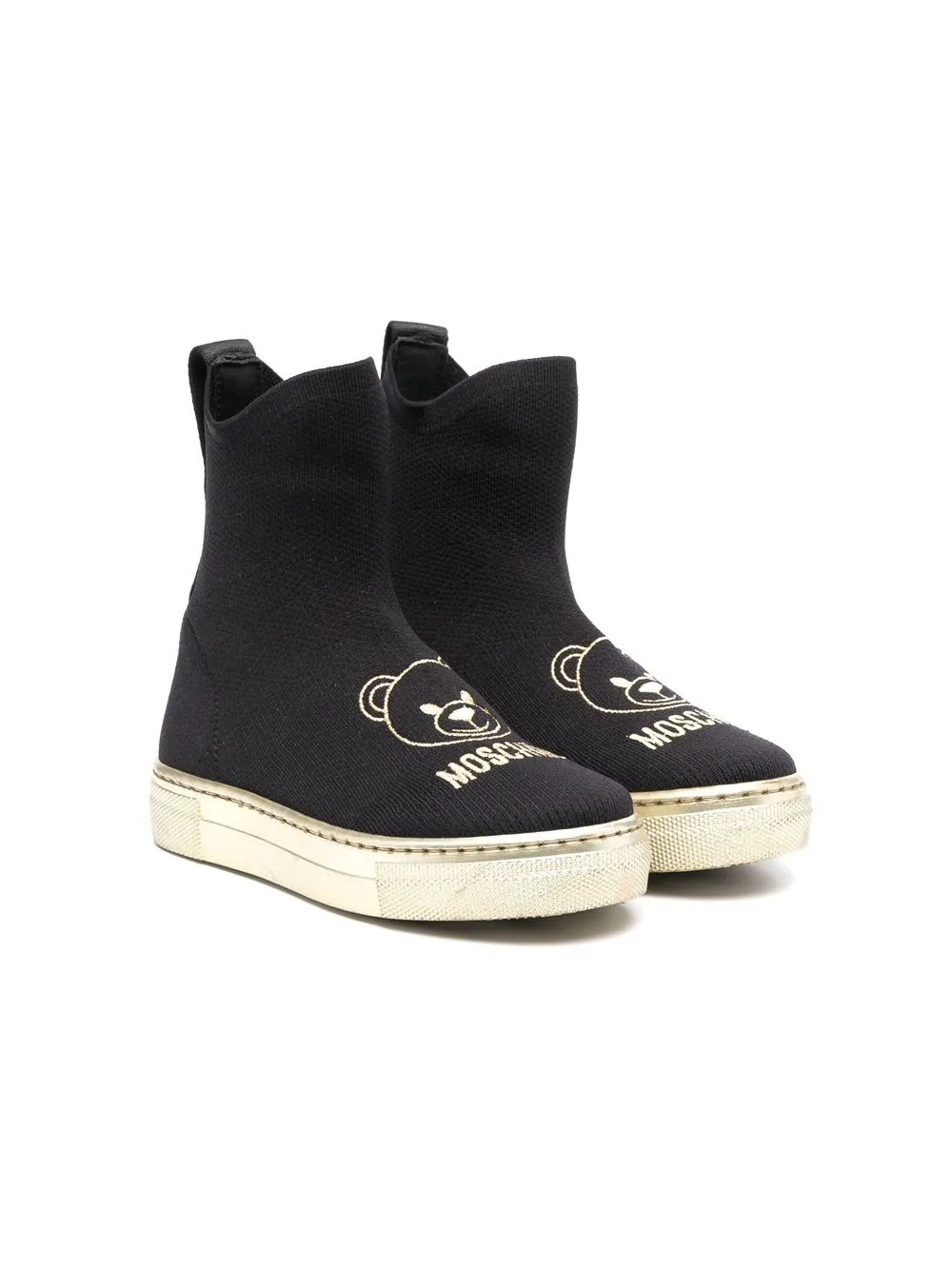 

Moschino Kids logo-embroidered high-top sneakers - Black