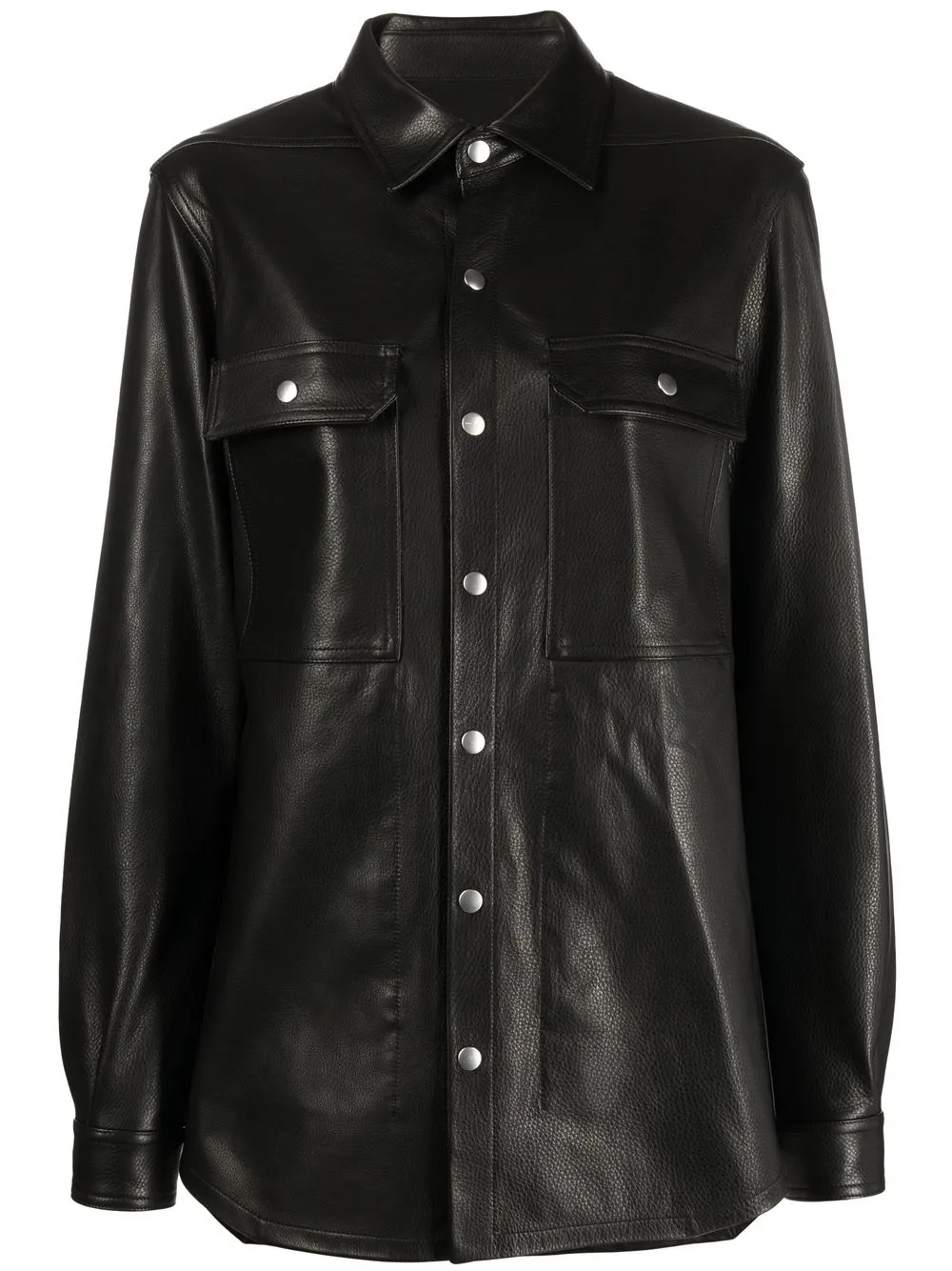 

Rick Owens oversized leather shirt jacket - Black