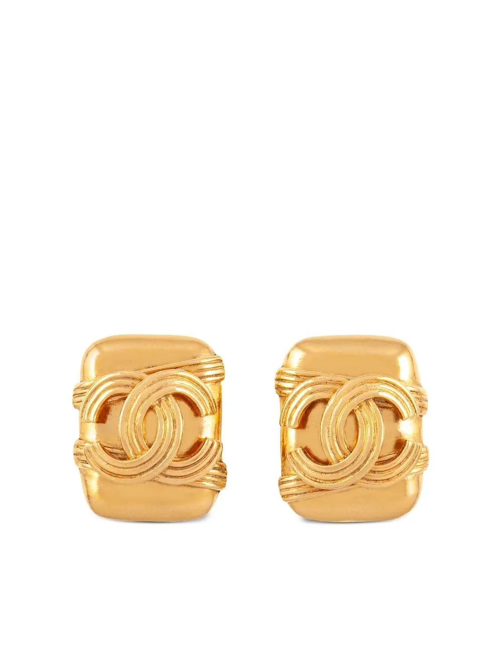 

Chanel Pre-Owned aretes de clip rectangulares 1994 - Dorado