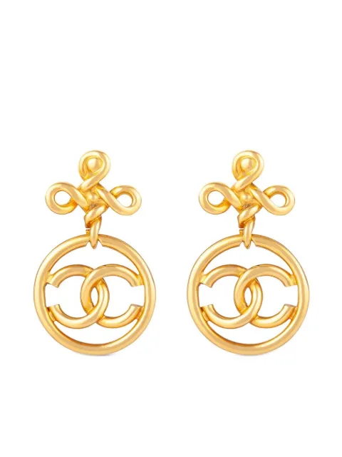 CHANEL Pre-Owned 1980s CC cut-out clip-on earrings