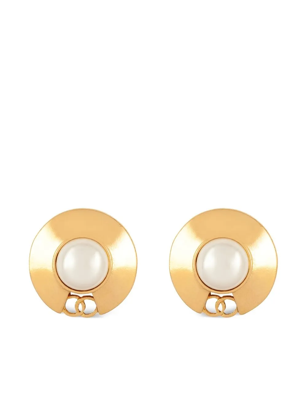 

CHANEL Pre-Owned 1970s faux pearl clip-on earrings - Gold