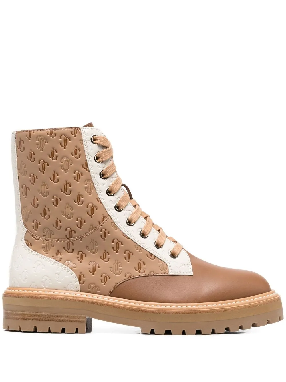 

Jimmy Choo Cora monogram-debossed boots - Brown