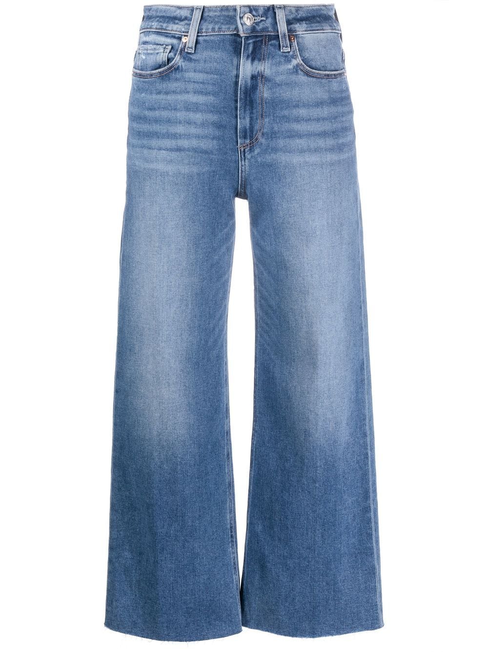Shop Paige Anessa Cropped Wide-leg Jeans In Blue