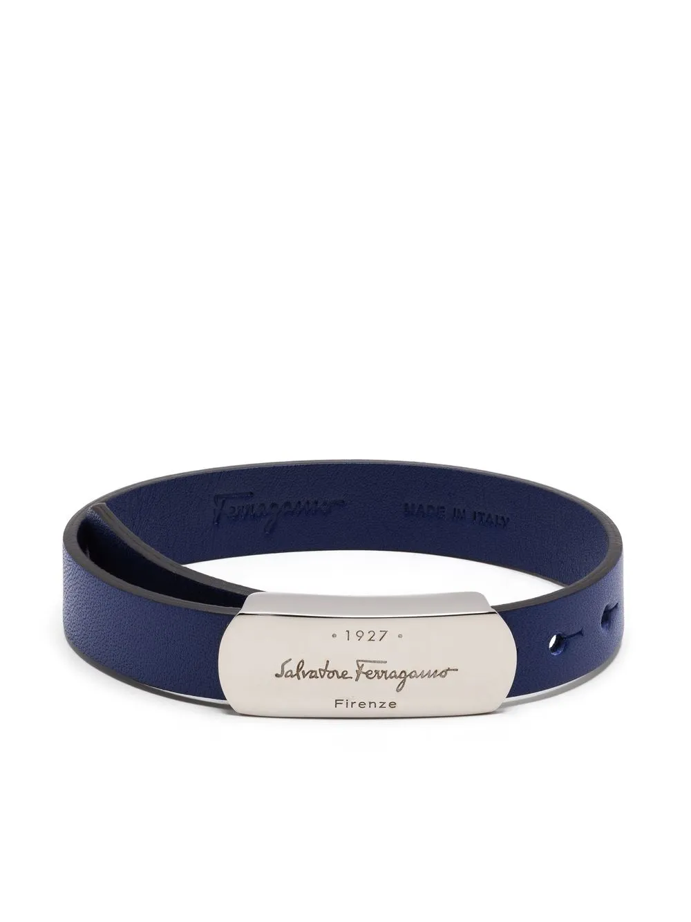 

Salvatore Ferragamo pulsera trenzada con placa del logo - Azul