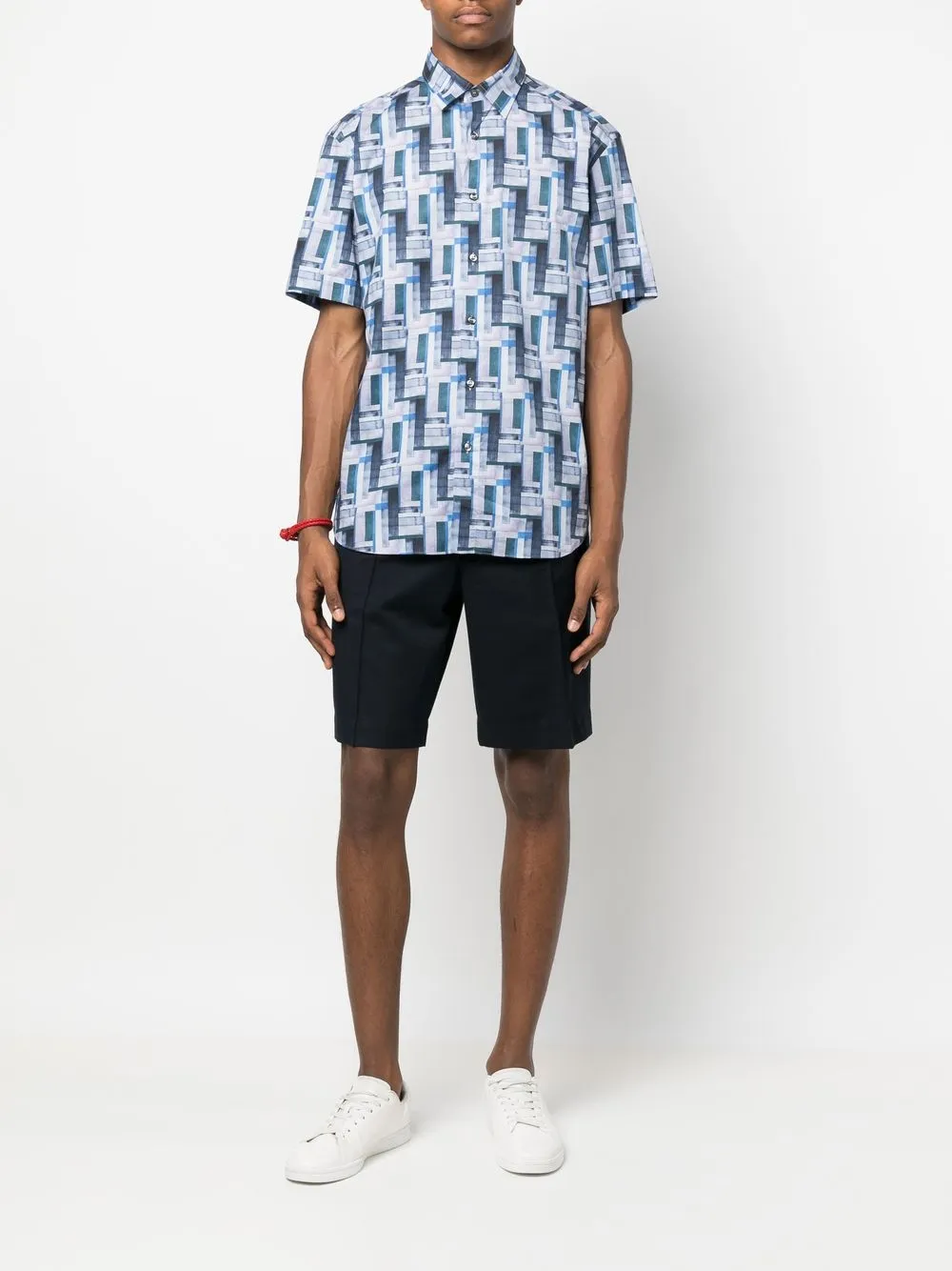 Brioni Overhemd met geometrische print - Blauw