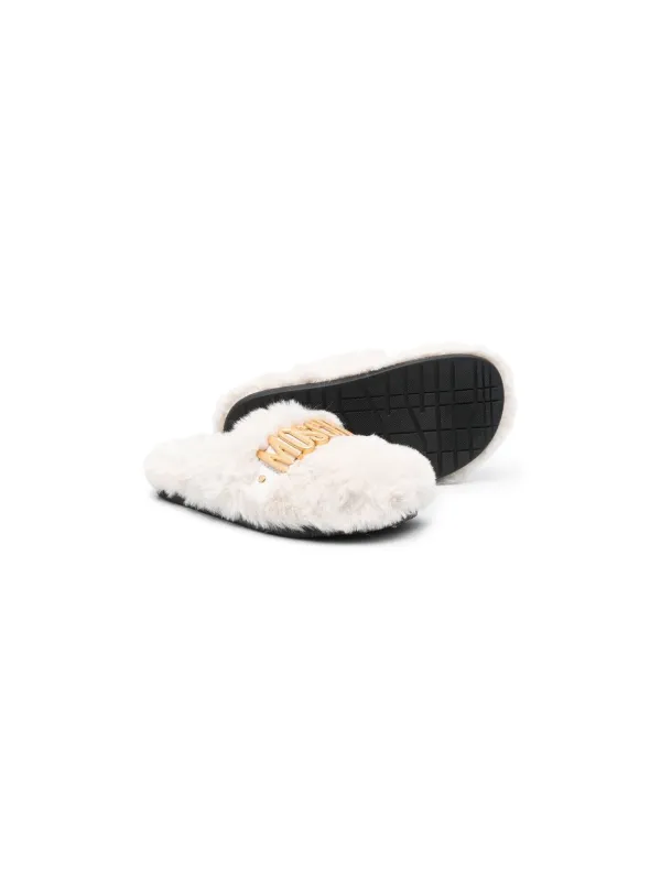 Faux fur kids slippers sales