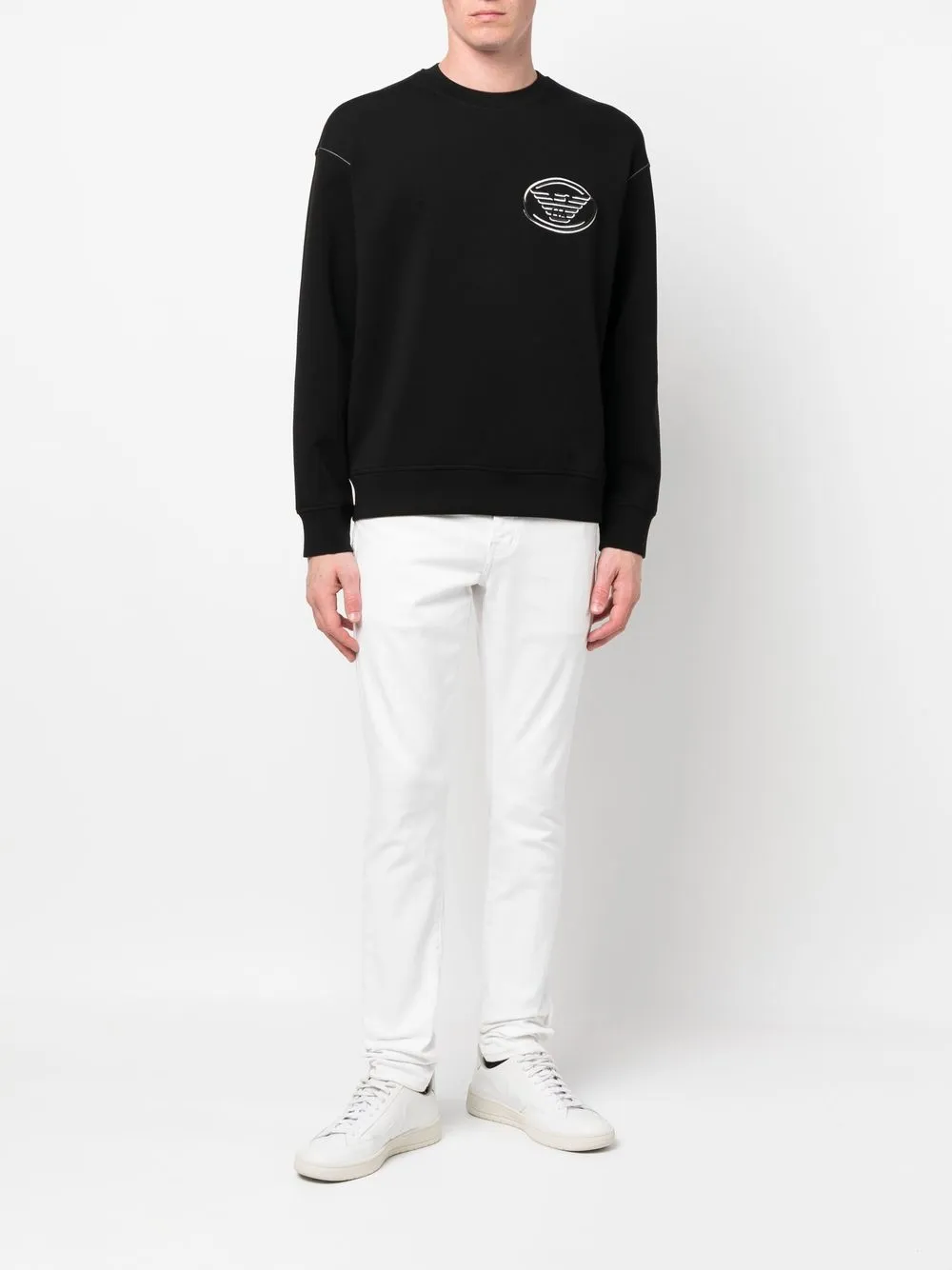 Emporio Armani Sweater met geborduurd logo - Zwart