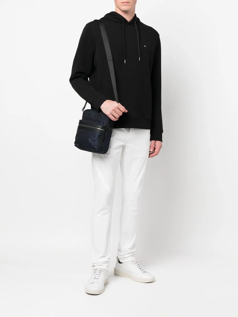 Emporio Armani Hoodie met geborduurd logo - Zwart