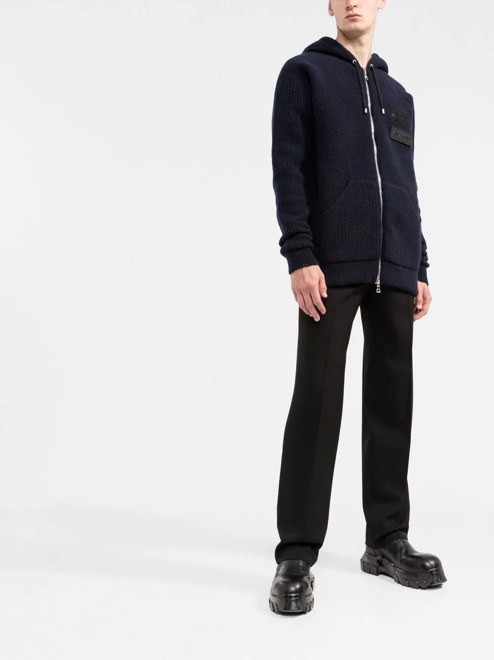Affordable Balmain logo-patches zipped hoodie Men