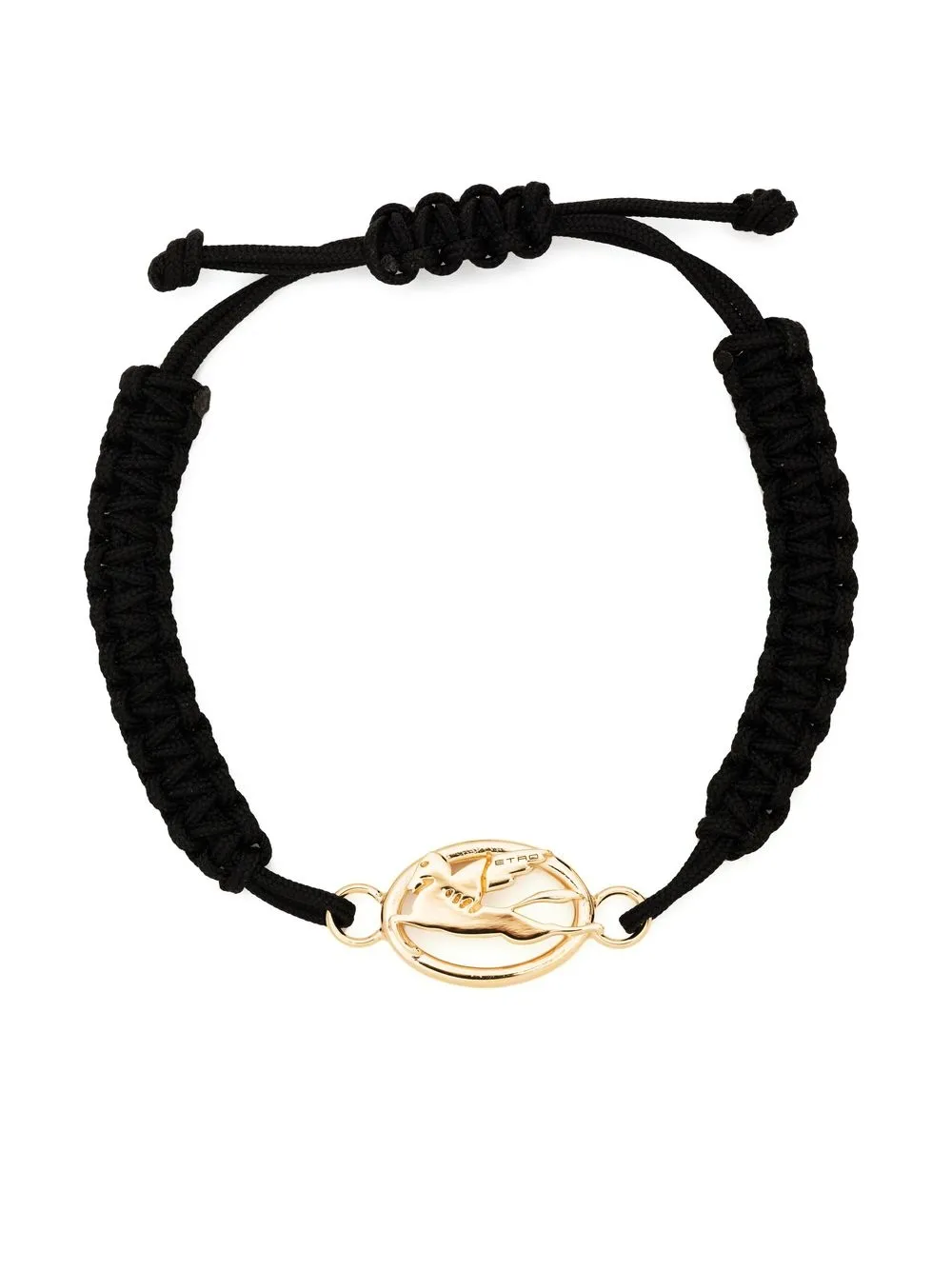 

ETRO pulsera tejida con placa del logo - Negro