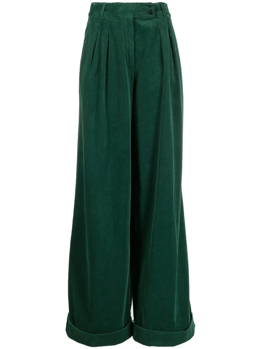 

ASPESI pantalones anchos con tiro alto - Verde