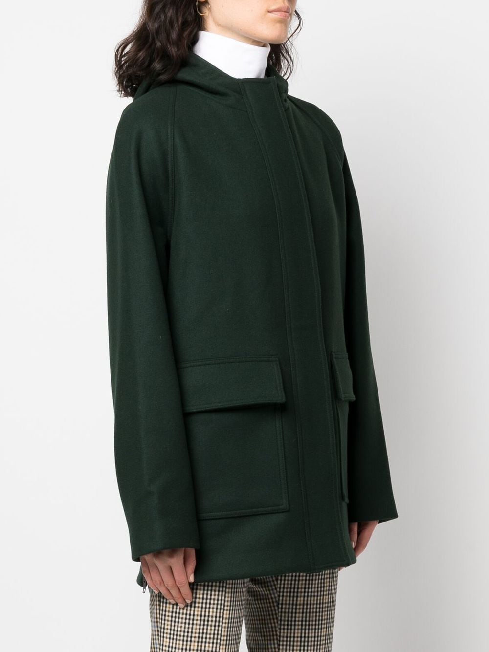 Shop Aspesi Hooded Single-breasted Coat In Green