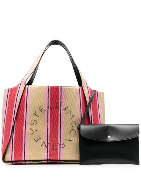 Stella McCartney striped logo-print tote bag Women