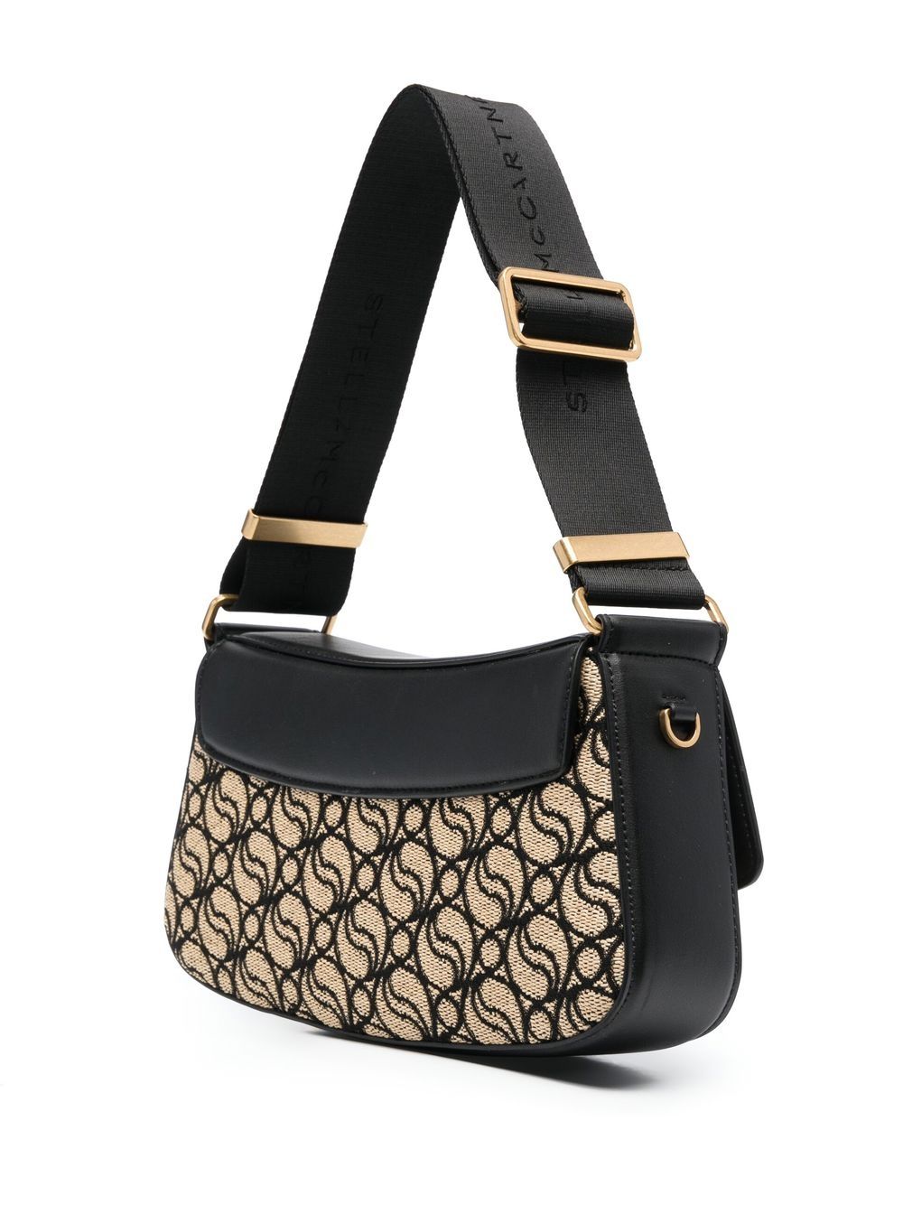 Shop Stella Mccartney S-wave Monogram Shoulder Bag In Black